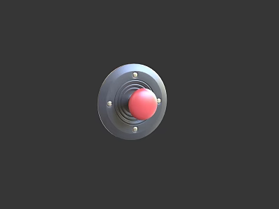 Contemporary Circular Switch Panel With Red Button And Metallic Border Design 3d model