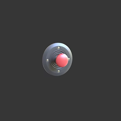 Contemporary Circular Switch Panel With Red Button And Metallic Border Design 3d model