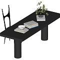 Middle style desk and chair combination 3d model