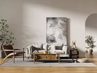 Modern living room sofa coffee table combination 3d model