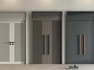 Modern Double Doors Interior With Various Designs White Gray And Dark Brown 3d model