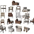Modern Single Chairs With Various Styles And Colors For Home Interior 3d model