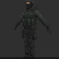 3D Military Character Model In Tactical Uniform With Helmet And Mask Standing Pose