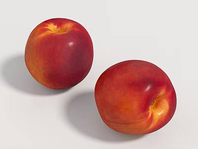 Ripe Red And Orange Peaches On White Background With Smooth Juicy Skin 3d model