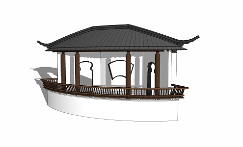 Chinese style porch with classical porch 3d model