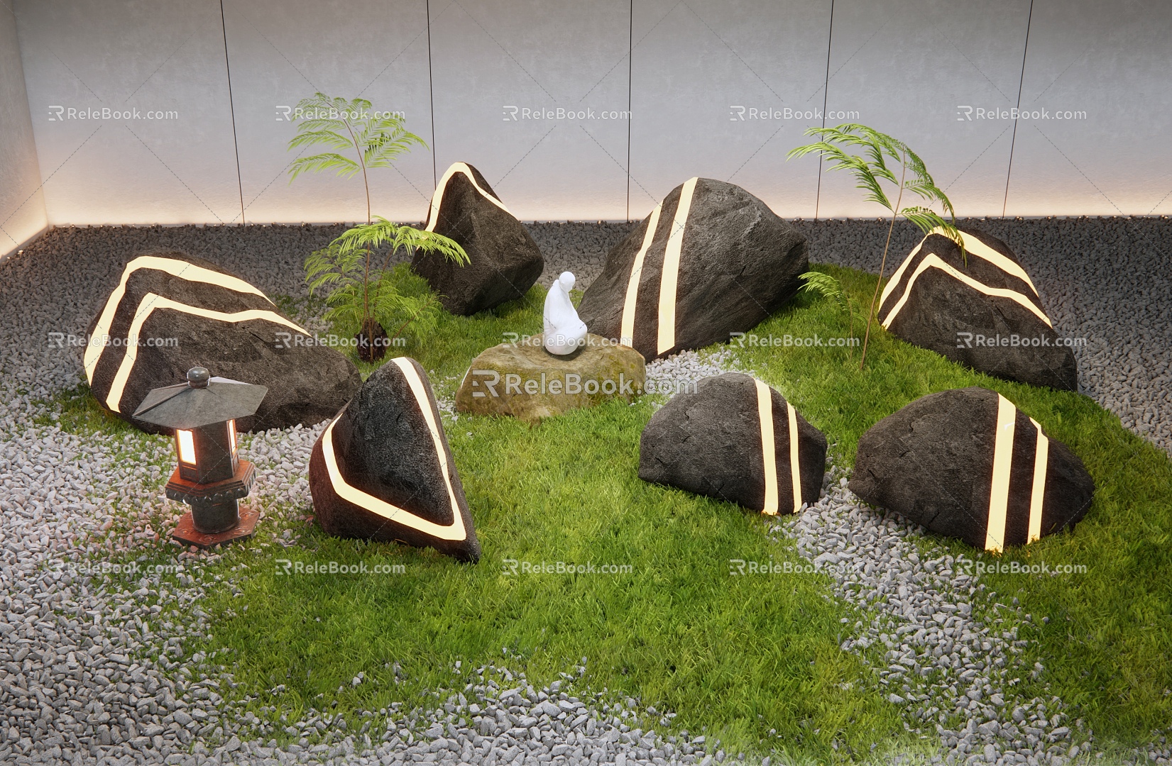 New Chinese style landscape sketch landscape stone 3d model