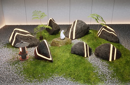 New Chinese style landscape sketch landscape stone 3d model