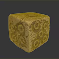 Decorative Cube Shaped Household Ornament With Circular Holes And Beige Brown Texture