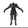 Purple and Gold Sci Fi Battle Armor With Intricate Design And Futuristic Structure