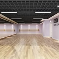 Spacious Fitness Studio With Wooden Flooring Large Windows And City View