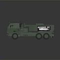Military Green Armored Tank with Multiple Wheels and Missile Launcher System