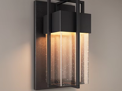 Modern Wall Lamp With Black Metal Frame And Textured Glass Shade 3d model