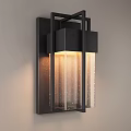Modern Wall Lamp With Black Metal Frame And Textured Glass Shade
