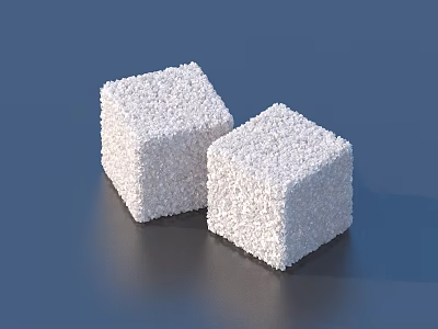 Two White Sugar Cubes On A Smooth Surface For Food Preparation 3d model