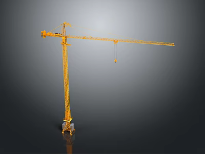 Yellow Tower Crane With Extended Boom And Stable Base For Construction Projects 3d model