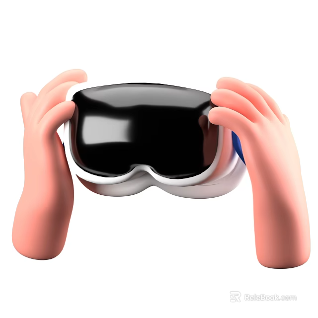 Black Digital Eye Massager Held By Hands With Modern Sleek Design For Personal Care 3d model 