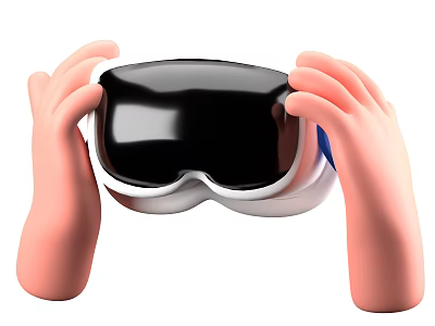 Black Digital Eye Massager Held By Hands With Modern Sleek Design For Personal Care 3d model