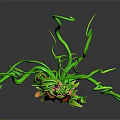 Fantasy Female Character With Green Curly Vine Creatures And Plant Elements