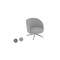 Light Gray Fabric Office Chair With Curved Backrest And Black Metal Swivel Base
