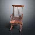 Vintage Wooden Rocking Chair With Armrests And Slatted Back Design