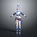 Game and Movie Character With White Hair Rabbit Ear Headwear Blue White Outfit Mechanical Elements