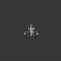 Military Attack Helicopter In Camouflage Brown With Rotor Blades And Weapon Systems