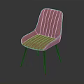Red Leather Leisure Chair With Vertical Stitching And Black Metal Legs In Modern Design