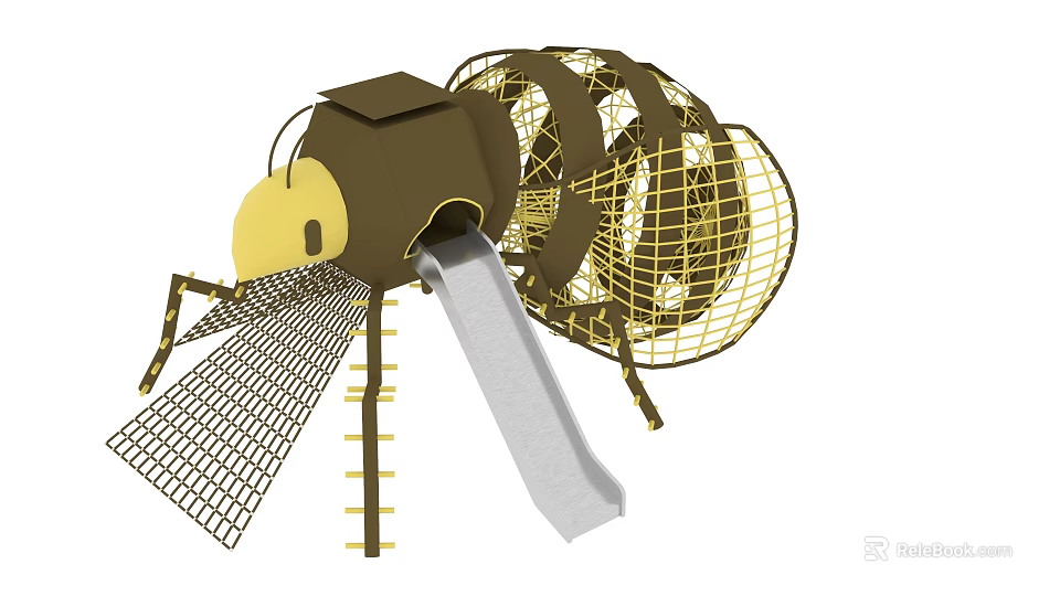 Fun Insect Shaped Playground Equipment With Climbing Net And Slide 3d model