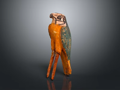 Handcrafted Falcon Sculpture with Orange And Blue Plumage Standing Firmly On 3d model