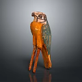Handcrafted Falcon Sculpture with Orange And Blue Plumage Standing Firmly On