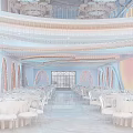 Luxurious Banquet Hall Interior Design With Crystal Chandeliers And Elegant Table Setup