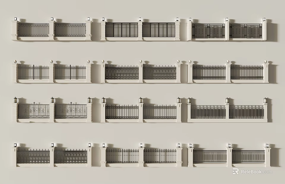 Various Decorative Iron Railings With Different Design Styles For Home Exterior 3d model