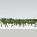 Lush Hanging Vines With Green Leaves Decorating Metal Frame And White Spherical Lights