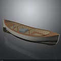 Wooden Canoe With Interior Seats And White Brown Exterior For Water Transportation