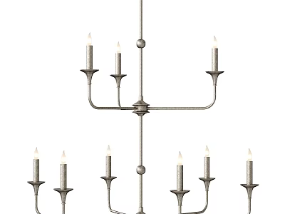 Classic Vintage Metal Chandelier With Multiple Candle Shaped Lights And Decorative Arms 3d model