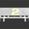 Industrial Metal Platform Furniture with Diamond Pattern Surface Yellow Black Stripe Edges and Number 2