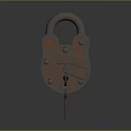 Old Metal Rusty Padlock With Key As Vintage Hardware Tools For Security Use 3d model