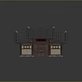 Traditional Chinese Architecture Gate With Tiled Roof And Wooden Door Design