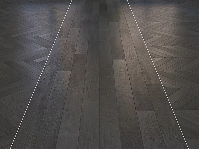 Dark Wooden Flooring With Central Straight Planks And Side Herringbone Patterns For Modern Interior Spaces 3d model