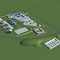 Modern Industrial Plant Layout With Storage Tanks Multiple Buildings Roadways And Green Areas