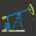 Toy Oil Pump 3D Model With Blue Yellow Design And Red Base For Home Decor