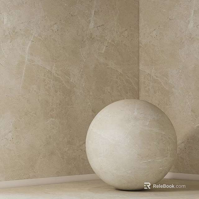 Decorative Component With Ivory Sphere Displayed Against Beige Marble Wall 3d model