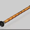 Traditional Bamboo Flute Musical Instrument with Sound Holes and Black Silver Ends
