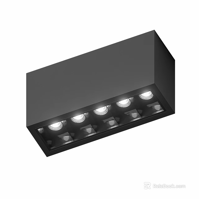 Black Rectangular Downlights Spotlights Lighting Fixture With Multiple Heads Modern Design 3d model 