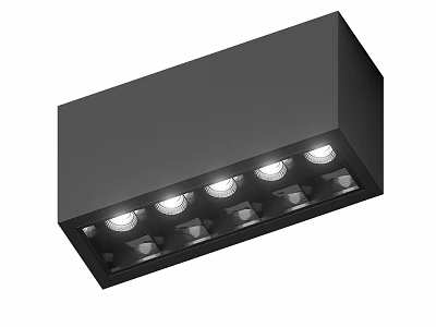 Black Rectangular Downlights Spotlights Lighting Fixture With Multiple Heads Modern Design 3d model