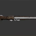 Intricate Carved Antique Pistol With Wooden Stock And Metal Components Detailed Sculptural Design