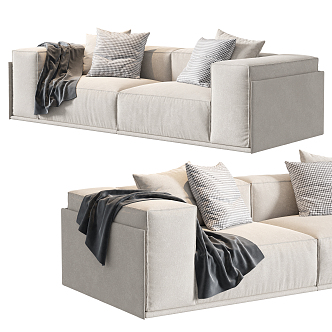 Modern double sofa multiplayer sofa 3d model