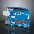 Blue Arduino UNO Development Board With Digital Analog Pins And Components