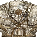 Brass Chandelier with Intricate Cutout Design and Classic Decorative Style