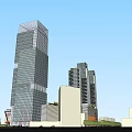 Modern High Rise Office Building With Commercial Complex And Shopping Mall